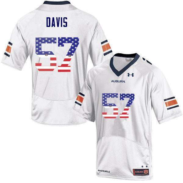 Men #57 Deshaun Davis Auburn Tigers USA Flag Fashion College Football Jerseys-White - Click Image to Close